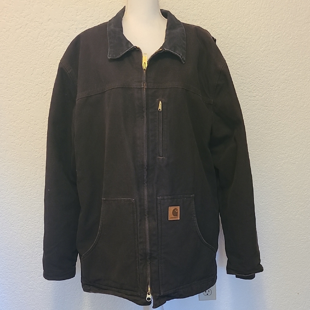 Carhartt Brown XL Tall Heavyweight Coat with Sherpa Lining